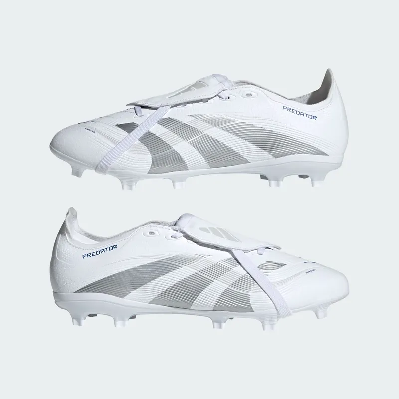 adidas Predator League Fold-Over Tongue FG/MG Cloud White Silver Metallic Bright Royal (ID1321)