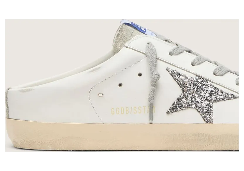 Golden Goose Super-Star Sabot With A Platinum Glitter Star And Suede Tongue (GWF00110.F001722.81194) (5)