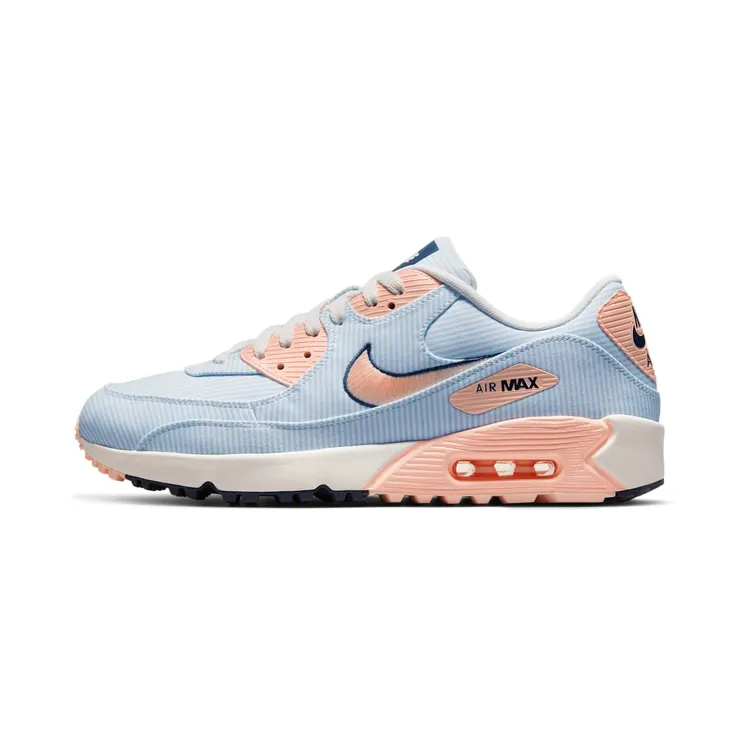 Nike Air Max 90 Golf Seersucker (2021) “Hydrogen Blue / Sail / Obsidian / Crimson Tint” (CZ2435-424)