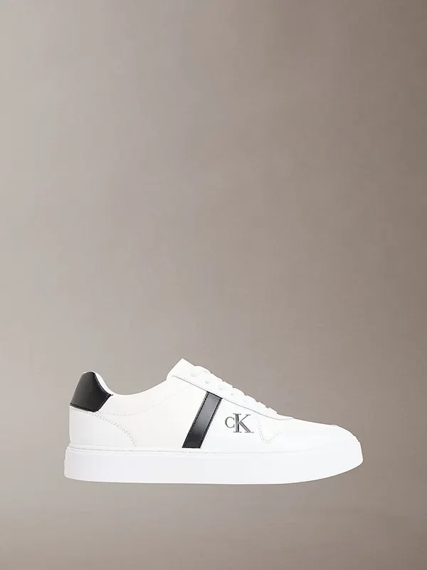 Calvin Klein CK Baseline – Leather Signature Logo Trainers (HM0HM0223701W)