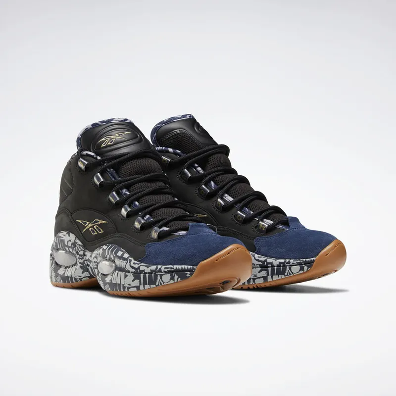 Reebok Question Mid Iverson Classic Black/Collegiate Navy-Solid Grey (Other Brands Reebok)