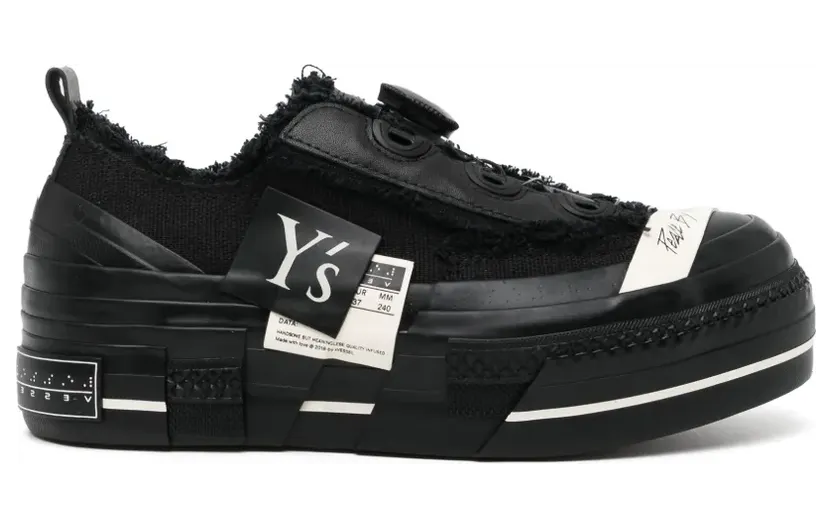 Y’s Plateau-Sneakers mit ausgefransten Kanten – Schwarz (YKE07885C1BLACK)
