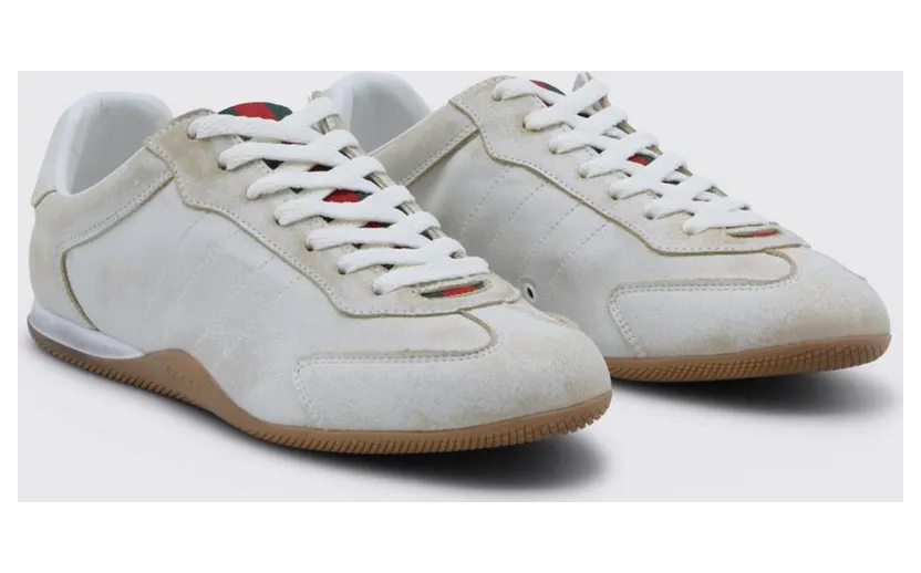 Gucci Shift Sneakers in Aged Leather White (857016AAFOE9073)