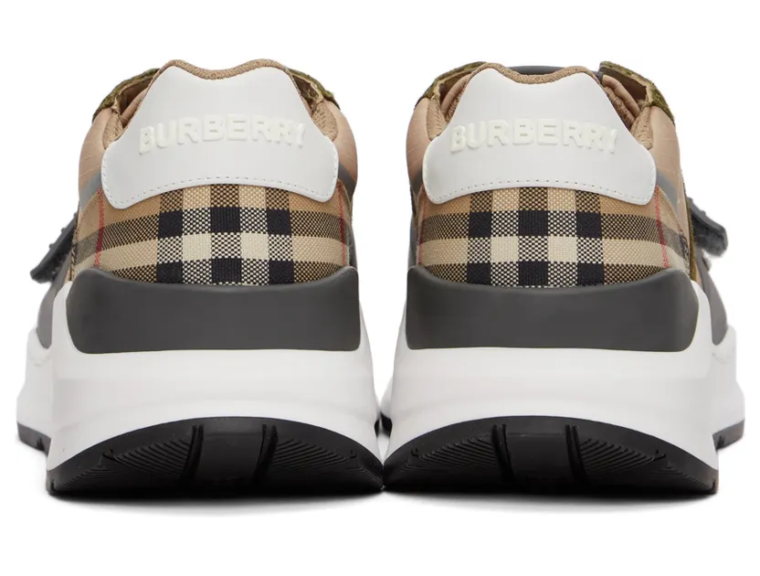 Burberry Green & Beige Ramsey Sneakers (8045292) (4)