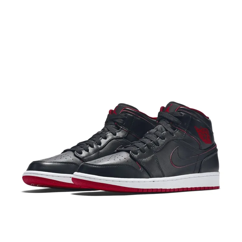 Air Jordan Nike AJ I 1 Retro Mid Black Red White (554724-028)