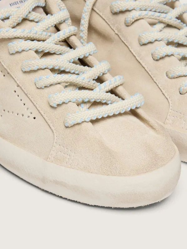 Golden Goose Women’S Super-Star In Cream Suede With Perforated Star And Bead Insert (GWF01077.F008597.15581) (6)