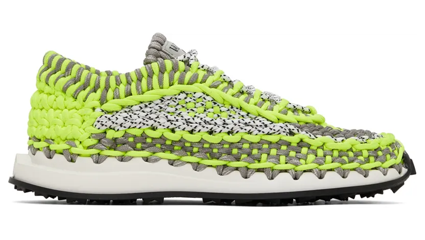 Valentino Garavani Green & Grey Crochet Sneakers (WY2S0E41ZXB)