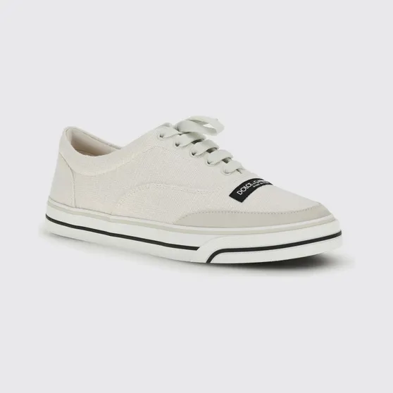 Dolce & Gabbana DG Sailing Sneakers In Linen Blend Canvas White (CS2399A03328D175)