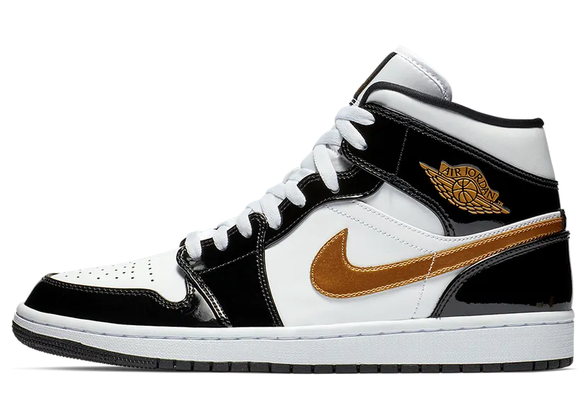 Air Jordan 1 Mid SE Black Metallic Gold (852542-007)