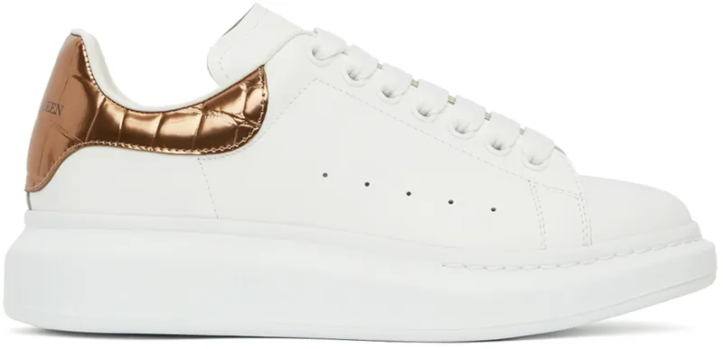 Alexander McQueen White & Silver Croc Oversized Sneakers (625162WHYBQ)