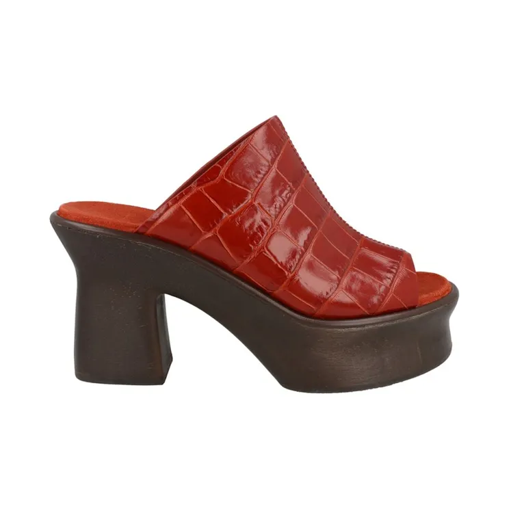 Ferragamo Samanta Croc-Embossed Platform Mules Rust (01E077-758219)
