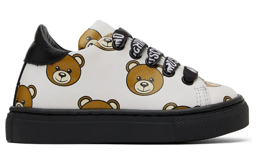 Moschino Baby White Teddy Print Sneakers (71683)