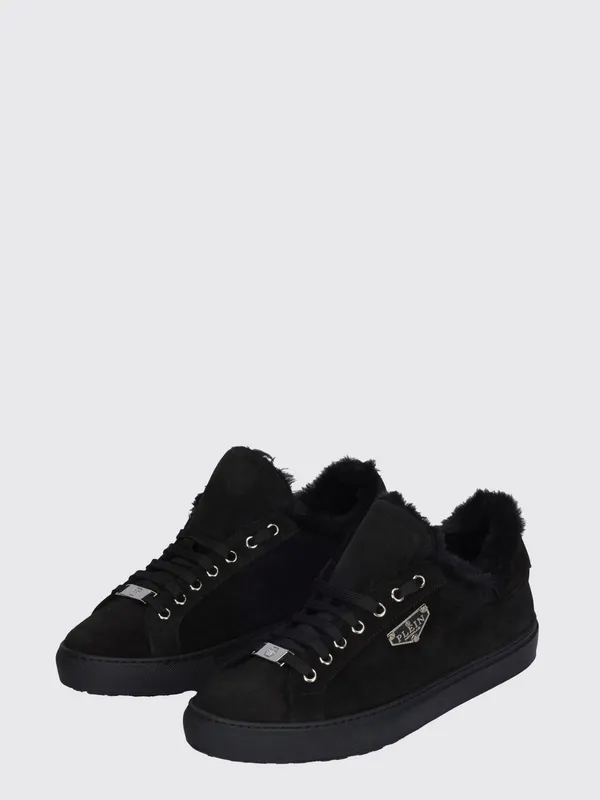 Philipp plein Suede Low-Top with Shearling Lining Black (LADSMSC4069PLE009N02)