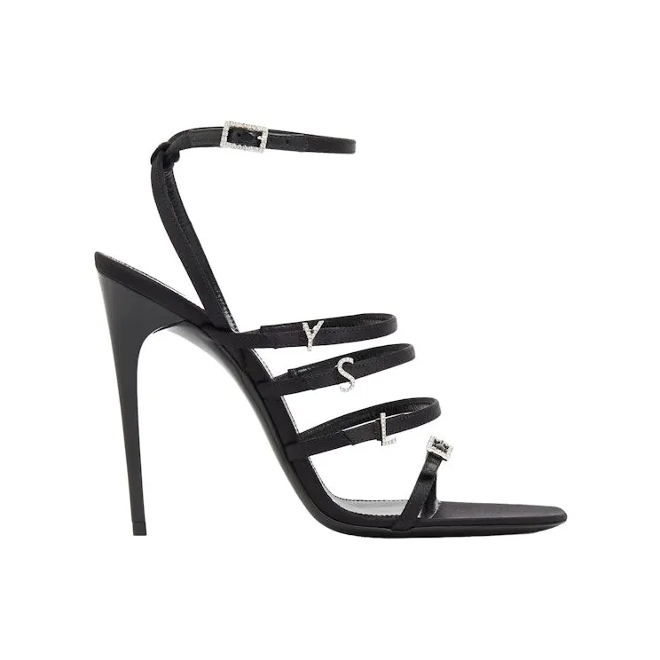 Saint Laurent Jerry Crepe Satin Sandal Black (742235 1UU00 1000)