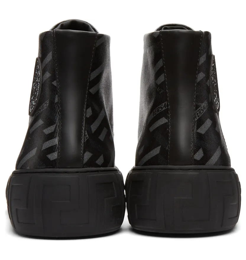 Versace Black & Grey ‘La Greca’ High-Top Sneakers (DSU8403 1A01726) (4)