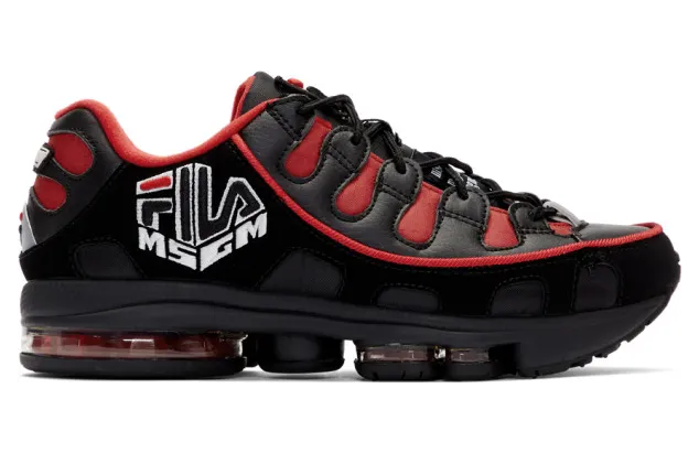 MSGM Black and Red Fila Edition Silva Trainer Sneakers (2740MS0125F 298)