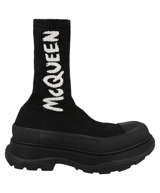 Alexander McQueen Graffiti Knit Tread Slick Boot Black (705671W4TV11070)