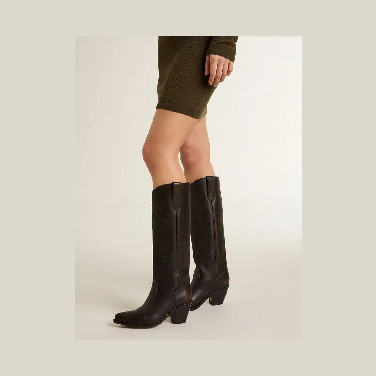 Golden Goose Wish Star Boots In Dark Brown Leather With Tone-On-Tone Embroidered Star (GWF00779.F006291.55390) (3)