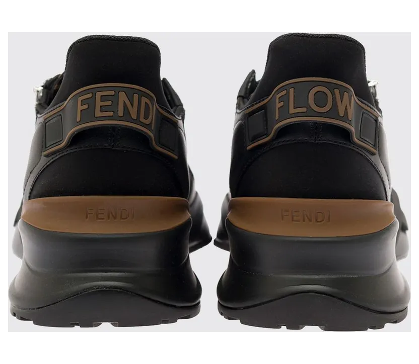 Fendi Flow Low-Top Technical Fabric Sneakers with FF Monogram and Side Zip Black (7E1392AQ69F1C38) (4)