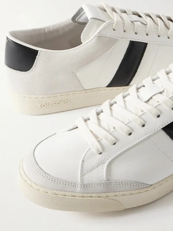 Tom Ford Blake Suede-Trimmed Leather White (J1597-LCL532N)