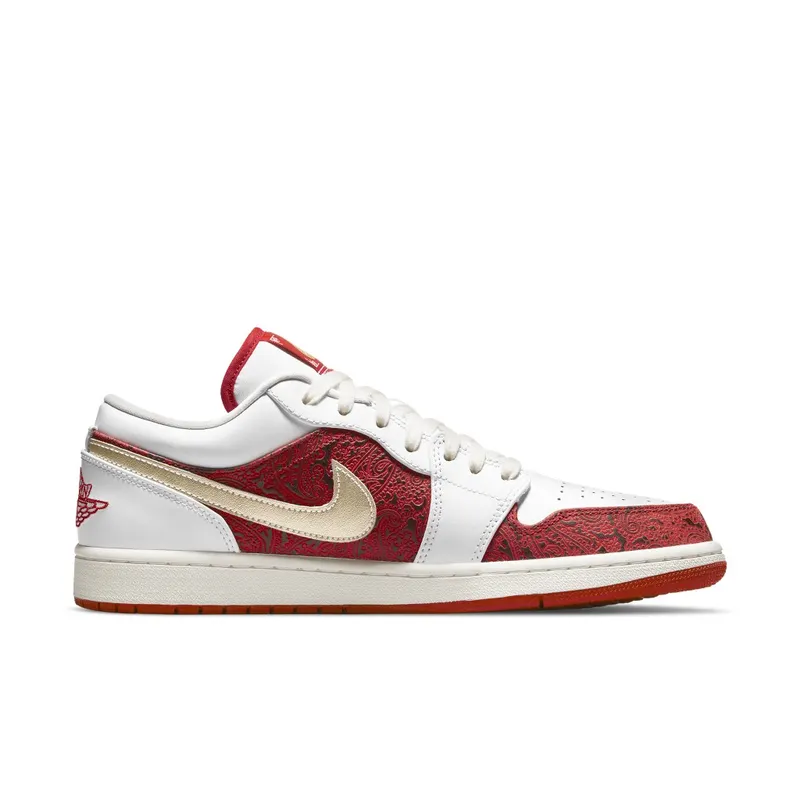 Air Jordan 1 Low Spades (2021) – “White / University Red / Black / Metallic Gold” (DJ5185-100)