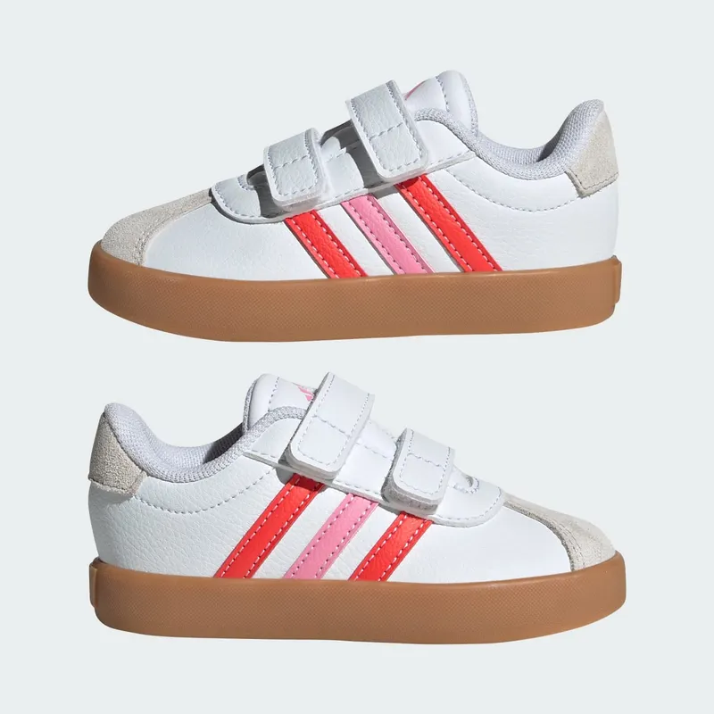 Adidas VL Court 3.0 Skateboard Shoes Kids Cloud White / Bright Red / Bliss Pink (JH6311)