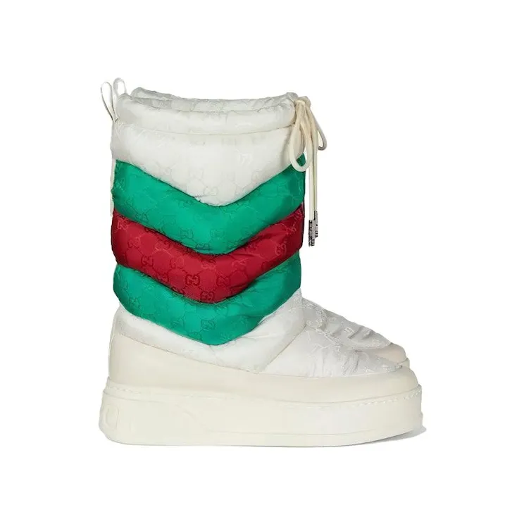 Gucci GG Chevron Boots White Green Red (767234 FACPB 9162)