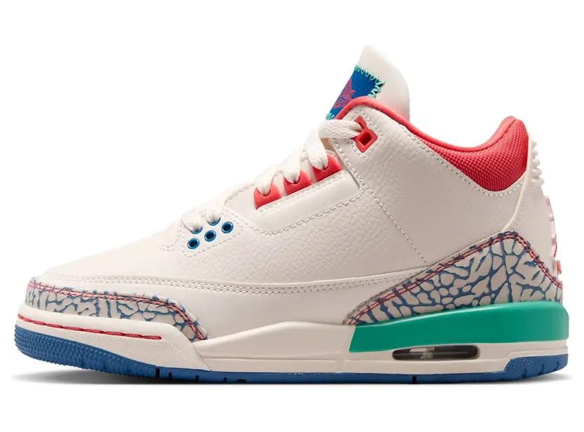 Air Jordan 3 – Play Your Way – “Chalk / True Blue / Kinetic Green / Track Red” (IO2076-100)