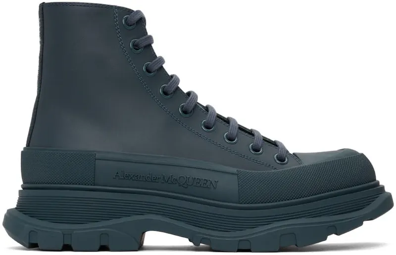 Alexander McQueen Grey Tread Slick High Sneakers (627206WIBT14476)