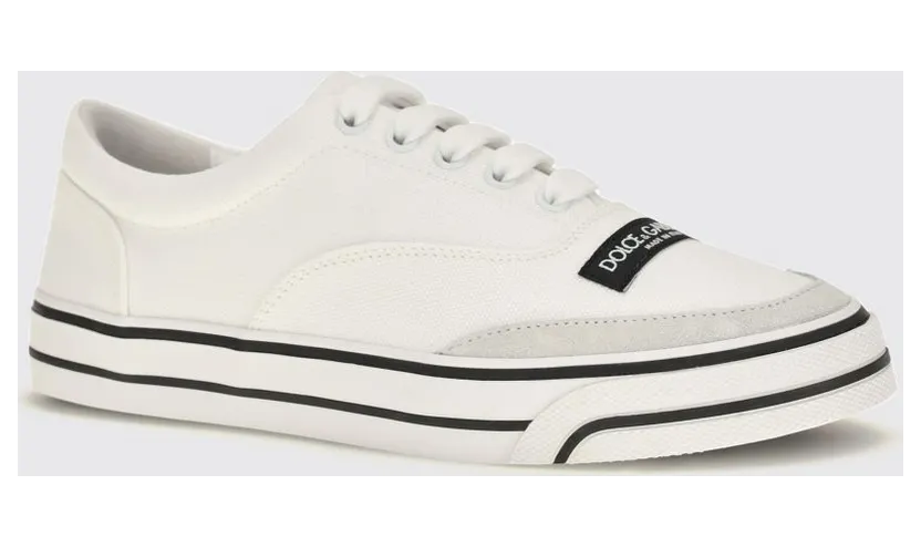 Dolce & Gabbana DG Sailing Low-Top Sneakers in Leather and Cotton Canvas White (CK2399A04588S169)