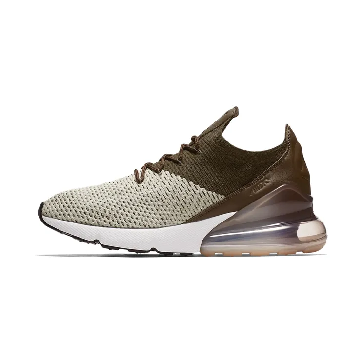 Nike Air Max 270 Flyknit “Light Bone / Dark Hazel / Total Crimson / White” (AO1023-002)