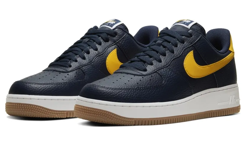 Nike Air Force 1 Low ‘Michigan’ Obsidian/White/Gum Medium Brown/University Gold (CI0057-400)
