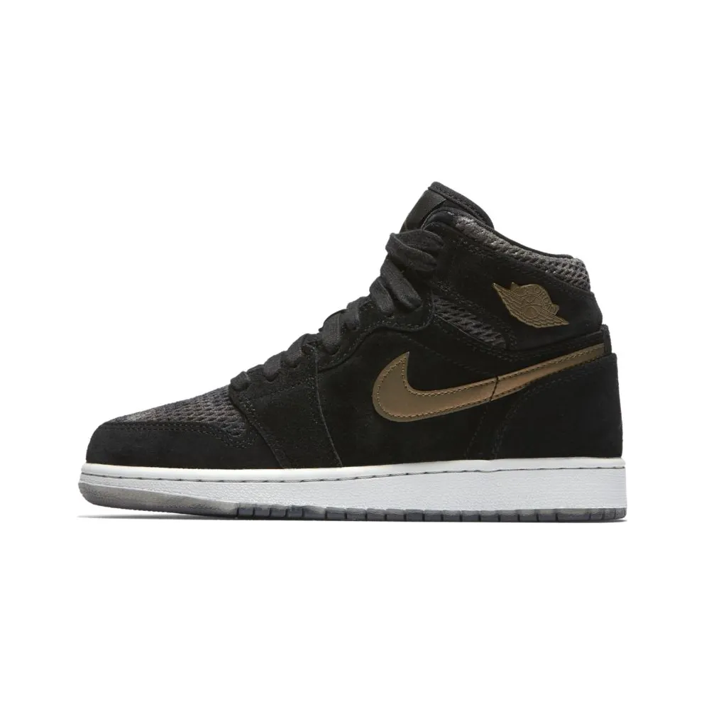 Jordan 1 Retro High Heiress Camo (GS) Black/Black-Metallic Field-Light Bone (832596-030)