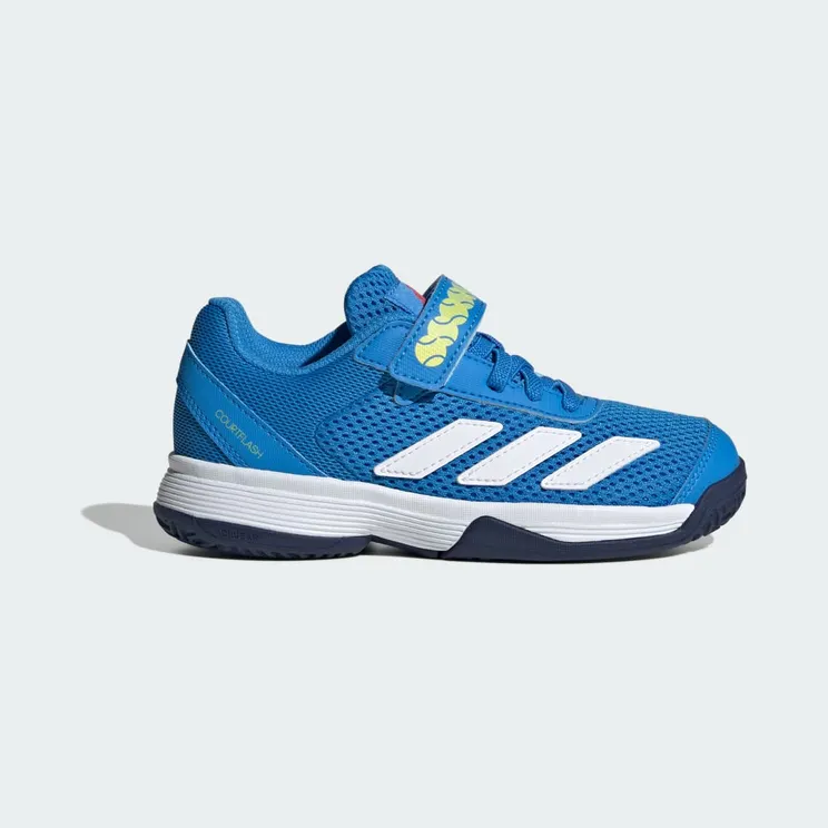 adidas Courtflash Hook-and-loop Tennis Shoes Kids “Lucid Ray Blue / Cloud White / Dark Blue” (KK3864)