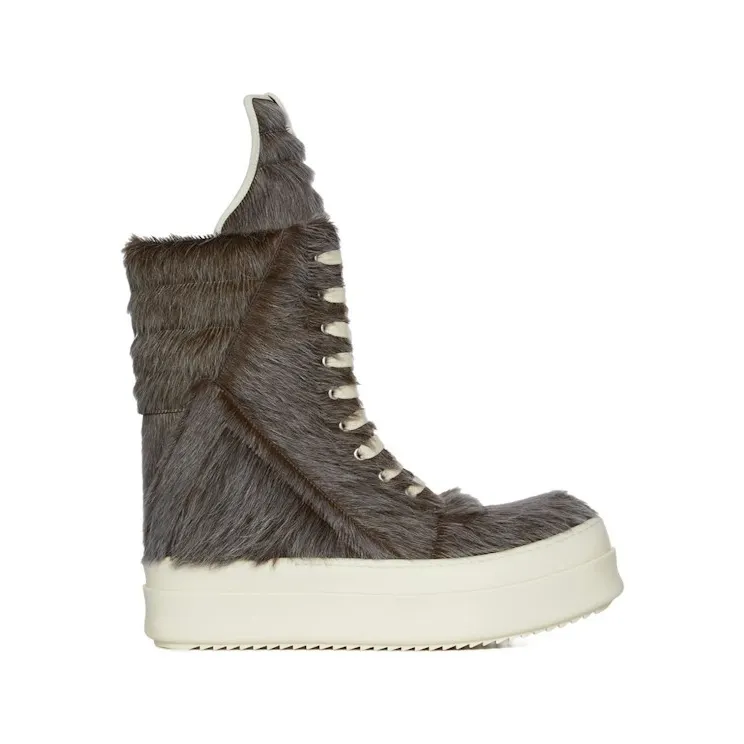 Rick Owens Concordians Mega Geobasket Unshaved Cow Leather Indigo Milk (RR02E1855 LHLC 1061)