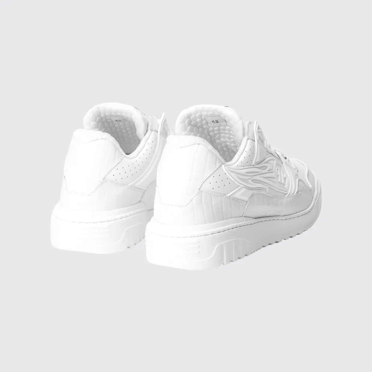 Philipp plein Moonwalker Sneakers in Crocodile Print Leather White (SAFSMSC4075PLE005N01) (2)