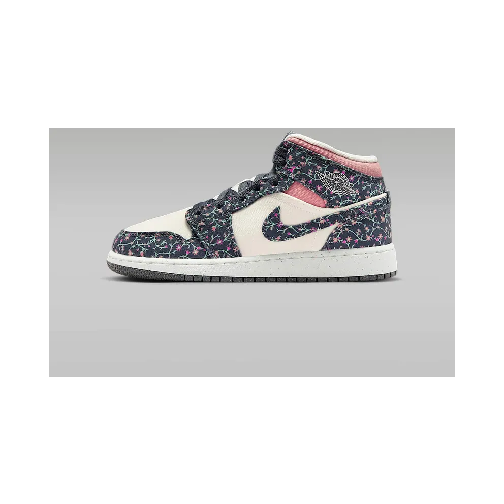 Nike Air Jordan 1 Mid SE Floral Canvas (GS) (FJ3451-001)