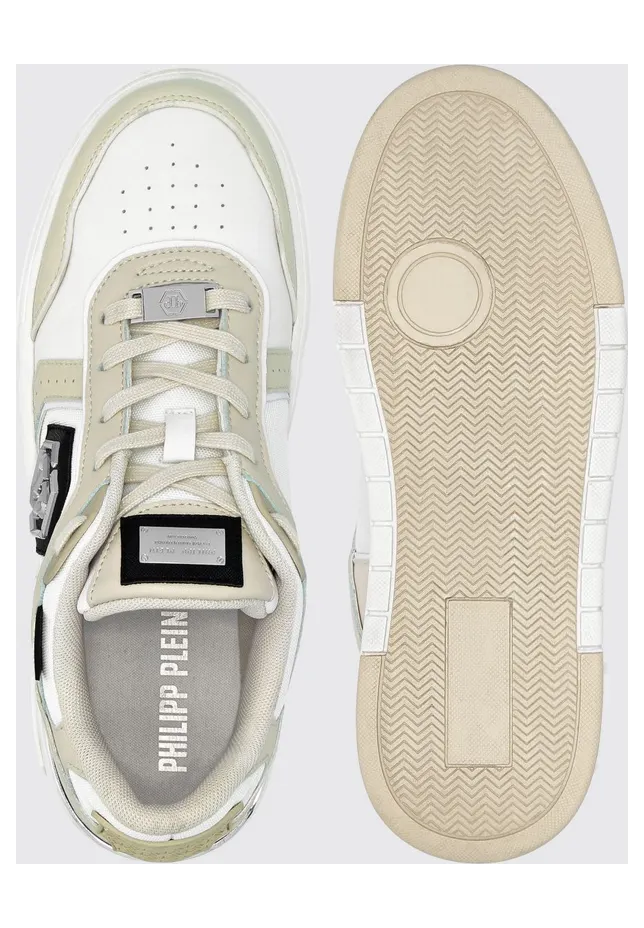 Philipp plein Leather and Mesh Sneakers Beige (SAESUSC0766PTE120N06) (3)