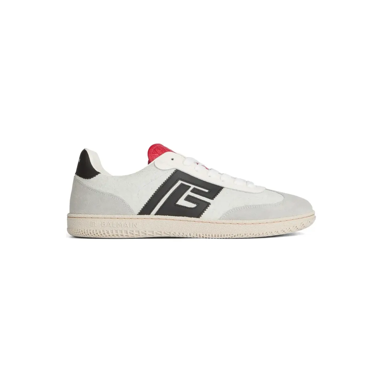 Balmain Swan aus Wildleder und Glattleder “White” (HM1VI360LHCA)