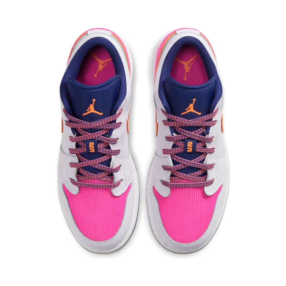 Jordan 1 Low Pink Corduroy (GS) White/Navy/Pink (554723-502)