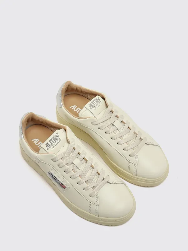 Autry Dallas Low Bicolour Calfskin Leather Trainers with Padded Low-Top Ankle Silver (ADLWMR07)