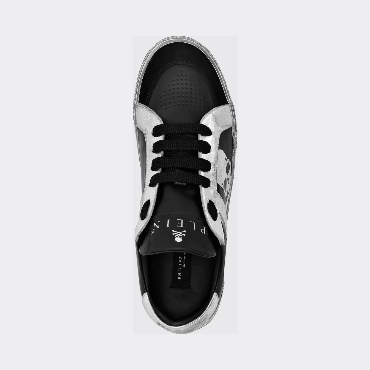 Philipp plein Retrokickz TM Leather Sneakers with Skull Print and Worn Effect Black (FADSUSC0633PLE005N0270) (3)