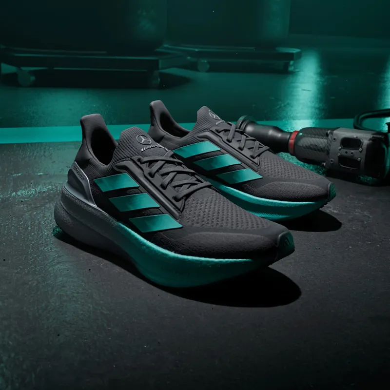 Adidas Mercedes – AMG Petronas Formula One Team Ultraboost 5X Sports Shoes Core Black / Semi Mint Rush / Iron Metallic (JR9386)