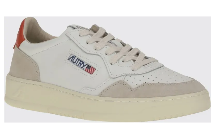 Autry Medalist Low Sneakers in Leather, Suede and Nylon with a Bicolor Design Orange (AULMLS19)