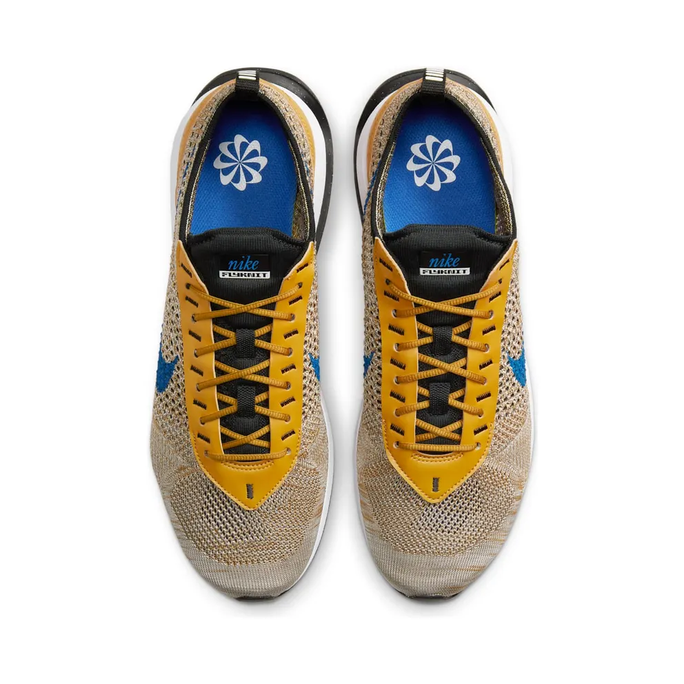 Nike Air Max Flyknit Racer “Elemental Gold / Gold Suede / Black / Hyper Royal” (FD2764-700)