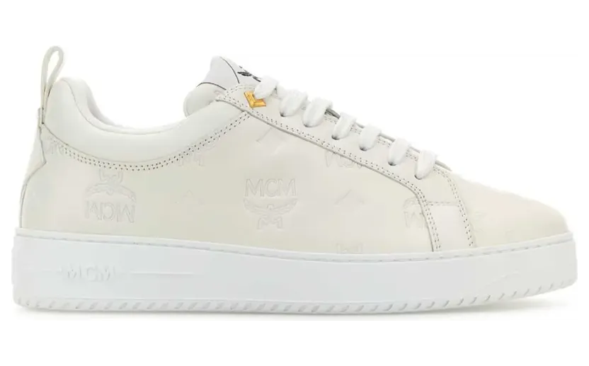 Mcm Leren met logo-reliëf “White” (MESEAAJ02)