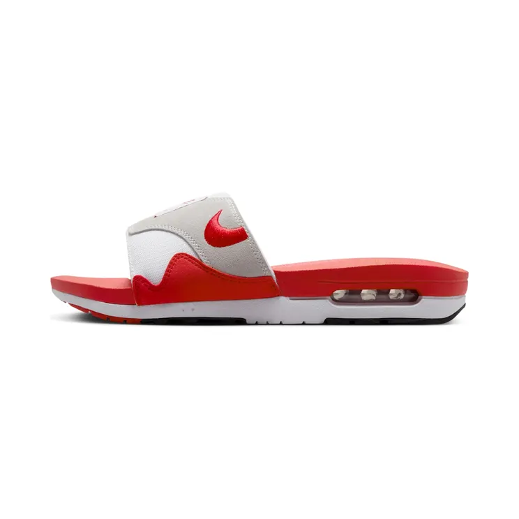 Nike Air Max 1 Slide “White / Black / Light Neutral Grey / University Red” (DH0295-103)