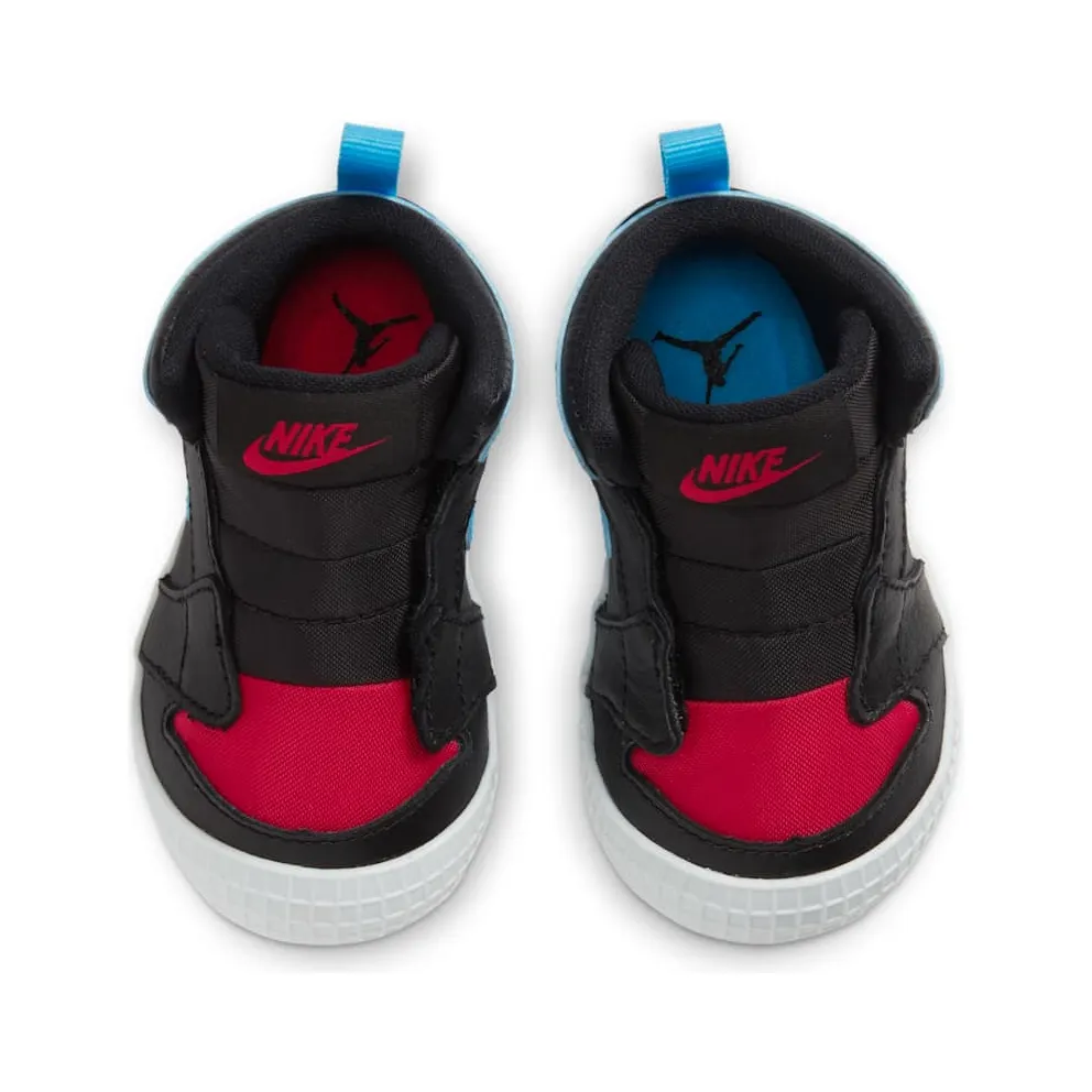 Jordan 1 Crib Bootie NC to Chi Leather Black/Dark Powder Blue-Gym Red (AT3745-046)