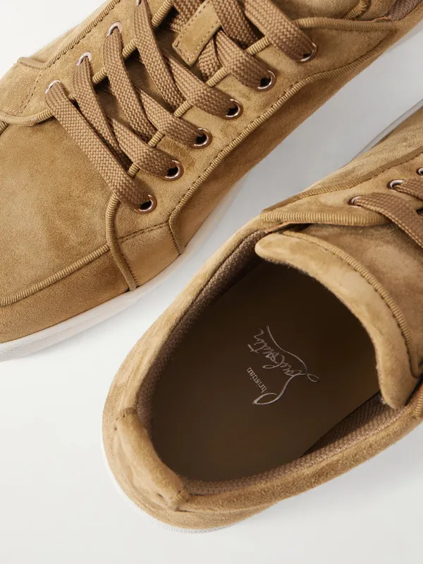 Christian Louboutin Rantulow Orlato Grosgrain-Trimmed Suede Sneakers Taupe (3240733) (5)