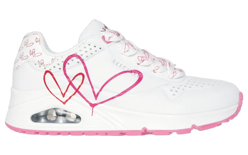 Skechers JGoldcrown: Uno Twin Hearts White / Red / Pink “White” (177924 Wrpk) (177924WRPK)